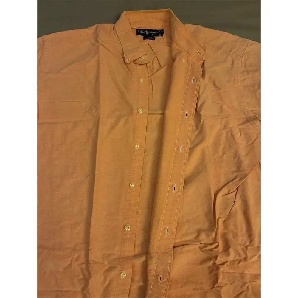 Ralph Lauren Men's XL Orange Short Sleeve Button‎ Down Shirt Casual
